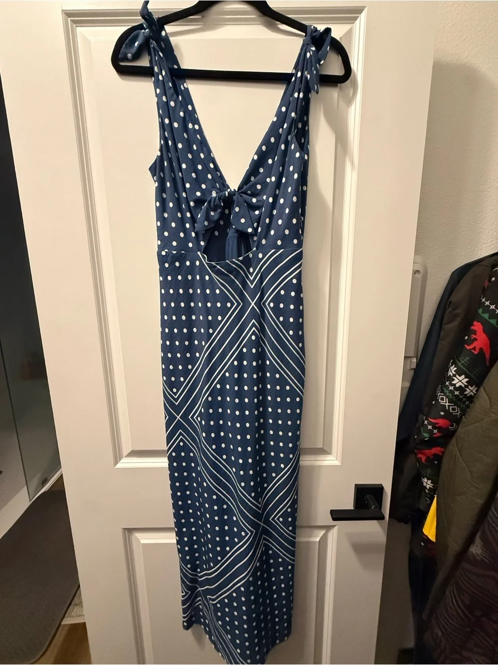 Abercrombie & Fitch Navy and White Polka Dot Maxi Dress